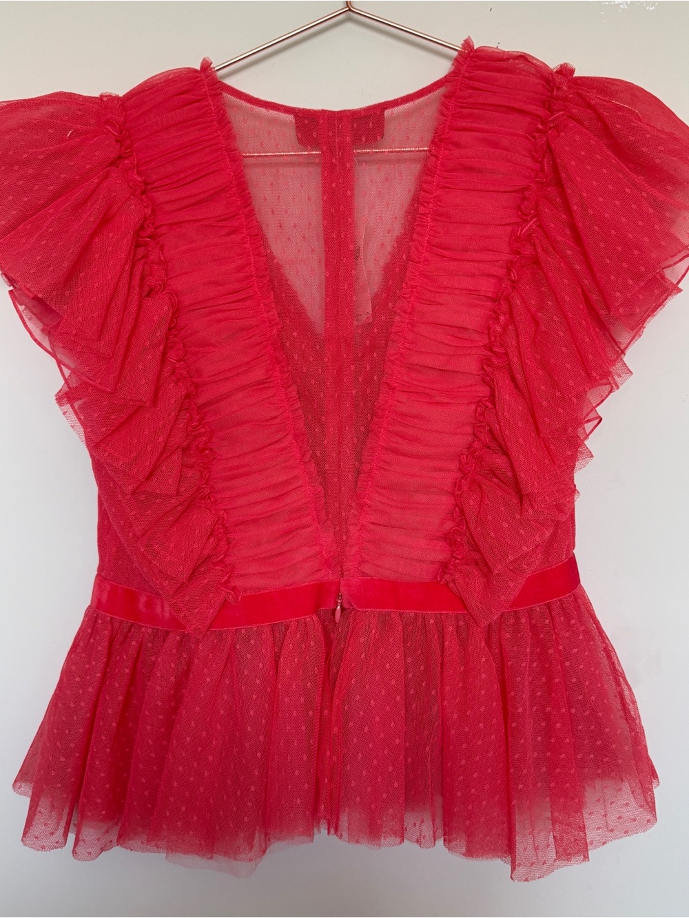 Anthropologie Geisha Designs Womens Ruffled Tulle Top Small Romantic Whimsical - Picture 7 of 7